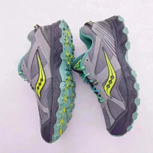SAUCONY ESCAPE TR  Run Trail Running Hiking Shoes Gray Teal Womens Sz 9.5 - Picture 4 of 8
